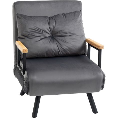 Fauteuils Lit Convertible, Fauteuil Relax avec Dossier Réglable - Velours Gris Foncé - Pour Salon et Appartement (1/5)