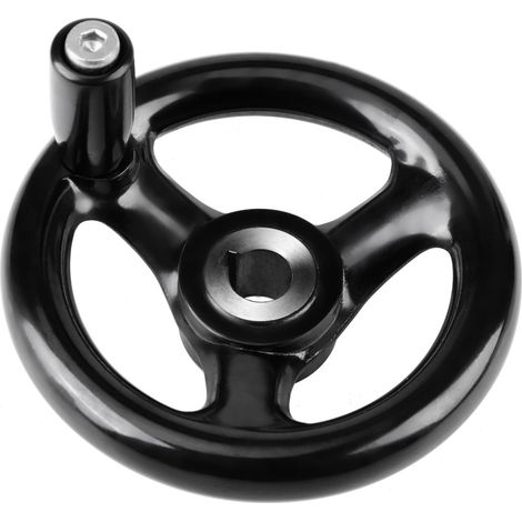 12 x 100 mm schwarzes 3-Speichen-Rundhandrad für Dreh- und Fräsmaschinen (1/5)