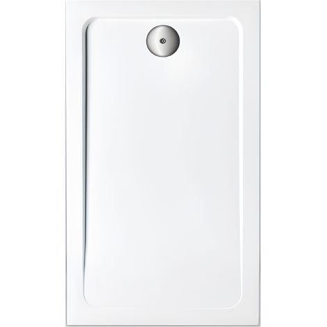 Receveur de douche 140 x 90 cm JACOB DELAFON Flight rectangle blanc avec bonde verticale chromé (1/5)