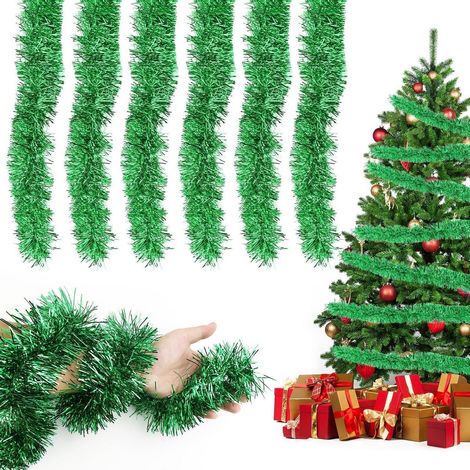 Weihnachtsgirlande Lametta 12m (6x2m) Grün für Baum & Deko