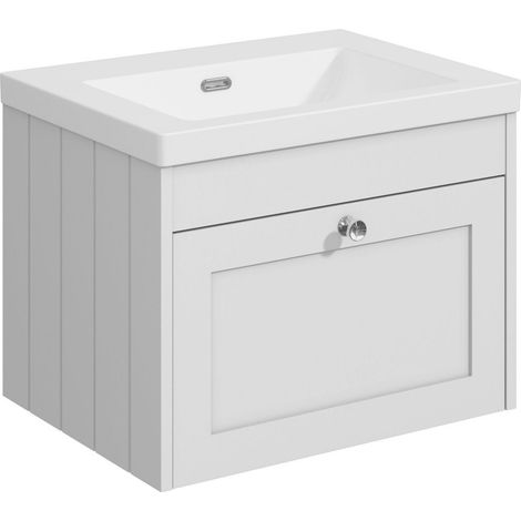 Balterley Butterton 600mm Wall Hung 1 Drawer Unit with Minimalist Basin No Tap Hole - Satin White