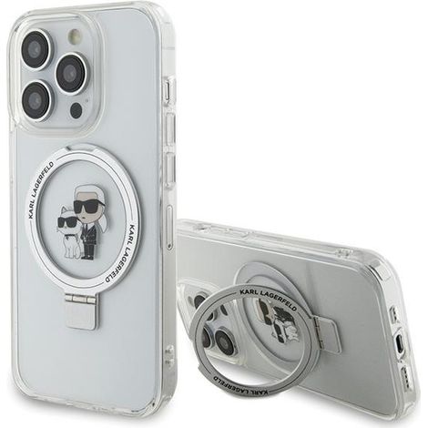 Karl Lagerfeld KLHMP13LHMRSKCH iPhone 13 Pro / 13 6.1 weiße Hartschalen-Schutzhülle mit Ringständer, Karl&Choupette MagSafe (1/5)