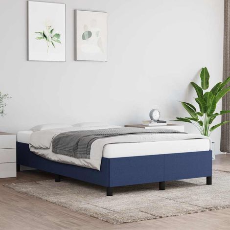 Cadre de lit 120 x 190 cm avec sommier à lattes en tissu bleu, sans matelas, 21.45kg - PANGIVO (1/5)