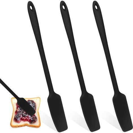 3er Set Silikon Spatel mit langem Griff, hitzebeständig, schmal