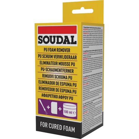 Soudal RIMUOVI SCHIUMA PU poliuretanica polimerizzata per pvc alluminio 100 ML