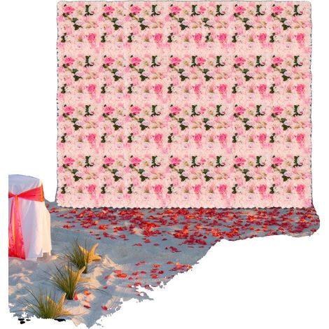 Panel de pared con flores artificiales, diseño realista, uso versátil, color rosa. (1/5)