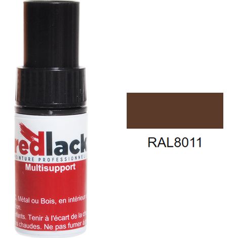Flacone per ritocchi con pennello 9ml – RAL 8011 – Marrone nocciola – opaco – multisupporto – Redlack