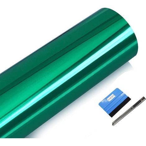 Film Vinyle Chrome Brillant Vert 30x150cm pour Auto Moto Vélo (1/5)
