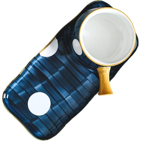 Ensemble casserole à lait et casserole à soupe de nouilles en céramique 650 ml, motif feuilles blanches peint à la main, avec plateau pour cuisson sur la plaque de cuisson (1/5)