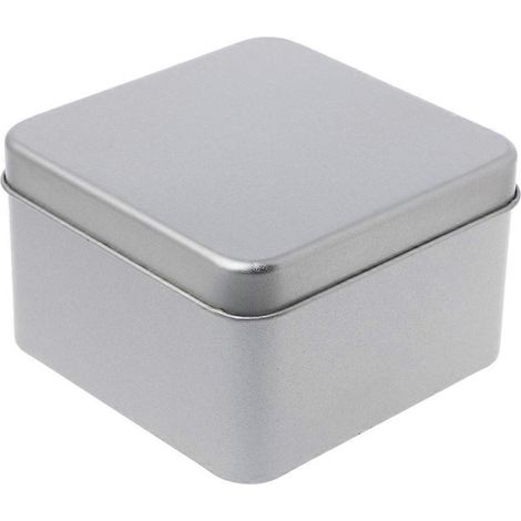 Kleine, silberfarbene Aufbewahrungsdose aus Metall (9 x 9 cm) zur Aufbewahrung von Geld, Münzen und Süßigkeiten
