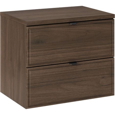 Meuble Salle de Bain 60cm à 2 tiroirs avec Plateau - L 60 x P 46 x H 52,2 cm - Caldera Foncé - Livraison gratuite