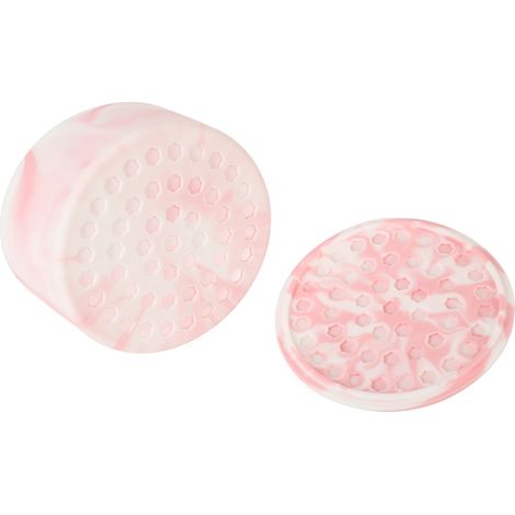 Porte-filtre à café en silicone léger, anti-poussière, distributeur rond pour filtre à café, rose et blanc, pour maison et café (1/5)