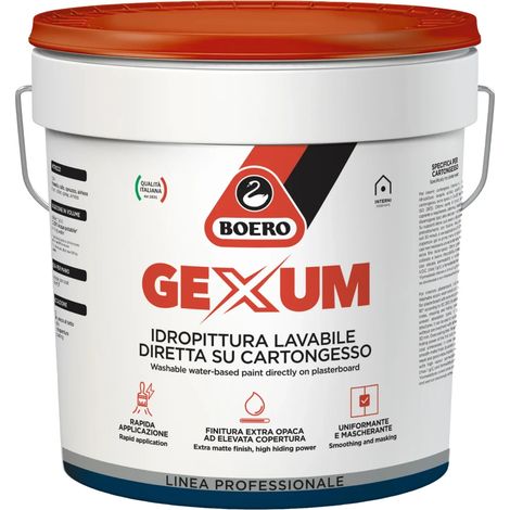 Boero Gexum idropittura lavabile diretta su cartongesso extra opaco LT 12 (1/5)