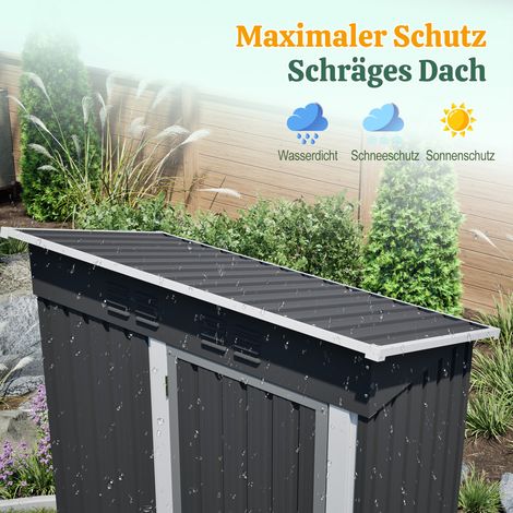 Abri de jardin à toit plat 1,27 m² de rangement métallique, remise avec porte verrouillable sans fenêtre étanche pour outils dimensions 152 x 84 x 182 cm, couleur noir (1/4)