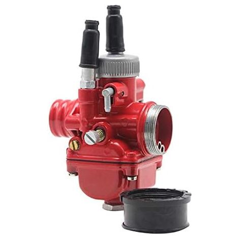 Vergaser PHBG 21 mm Racing Red Edition DS Rot aus Aluminium 2-Takt Motorrad Roller Quad für 50 cc Motorrad Vergaser Choke mit flexiblem Ansaugkabel