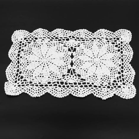 2 pièces de napperons de Table en Dentelle au Crochet en Coton Faits à la Main Rectangle Blanc (1/5)