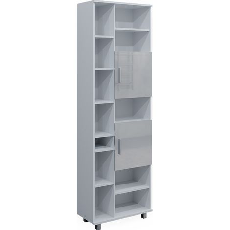 Armario de baño Ilias, Blanco alto brillo, 60 x 190 cm, Vicco (1/5)