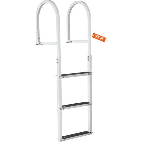 VEVOR Dockleiter 3 abnehmbare Stufen 227 kg Tragkraft, Ponton-Bootsleiter aus Aluminiumlegierung mit 8 cm breiter Stufe und rutschfester Gummimatte, für das Einsteigen in Schiffe/Seen/Schwimmbäder (1/5)