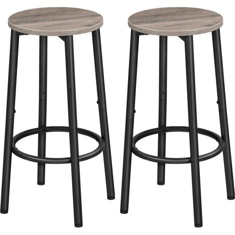 Barhocker 2er Set Fußstütze Metallgestell Küche Bar Greige + Schwarz 1 (1/5)