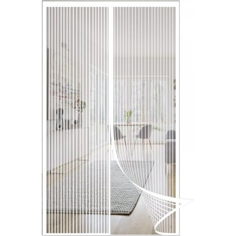 Porte moustiquaire magnétique, rideau de porte anti-mouches, moustiquaire de porte à fermeture magnétique, fermeture automatique, 100x220CM blanc (1/5)