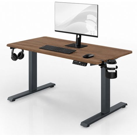 Elektrischer Schreibtisch mit Höhenverstellung ergonomisch anthrazit/Walnuss,1200x600 mm: ARIA