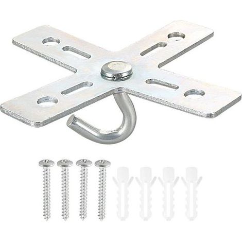 Kit de crochets de plafond - Plaque de montage en croix - Pour ventilateur et lampe - Convient pour lustre et suspension - Métal - Accessoire de fixation (1/5)
