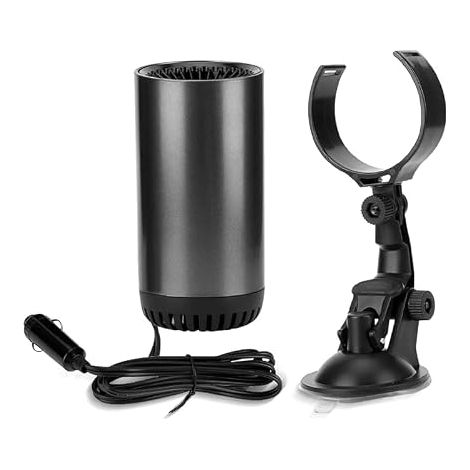 Soufflerie d'air Chaud pour Voiture en Forme de Coupe 150W 12V Chauffe-dégivreur portatif à Chauffage Rapide Mini Allume-Cigare avec Base à Ventouse rotative à 180° pour Voitures (1/2)