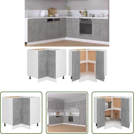 Küchenregal - Eckunterschrank Lyon Betongrau 75,5x75,5x81,5 cm Holzwerkstoff (1/5)