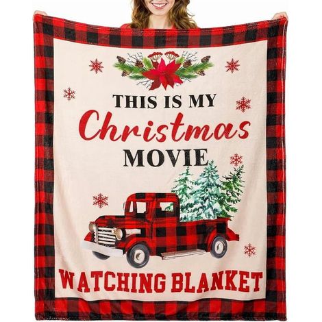 Plaid De Noël - Flanelle Polaire Douce Et Chaude - Pour Canapé Lit Ou Fauteuil - 130 X 150 Cm - Rouge Et Noir (1/5)