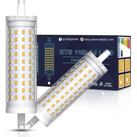 Ampoule LED R7S 118mm 20W Dimmable Blanc Froid 6000K Équivalent 200W Lot de 2 (1/4)