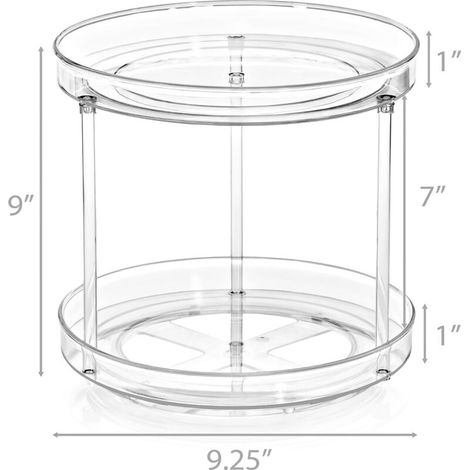 Organizzatore a 2 livelli – Vassoio girevole rotondo in plastica – Contenitore per spezie da cucina – Organizzatore per armadietti da cucina per barattoli di spezie, cucina, comodino, credenza (1/4)