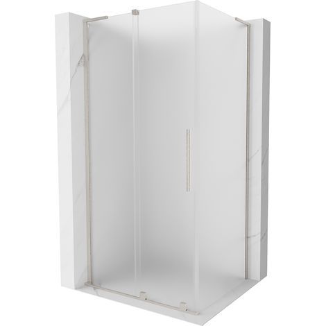 Mexen Velar L Schiebetür Duschkabine 120 x 85 cm, Milchglas, gebürsteter Nickel - 871-120-085-33-97 (1/5)