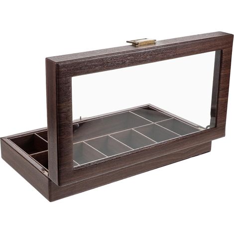 Boîte de Rangement et Noix en Cuir Synthétique Multifonctionnelle avec Couvercle, Finition Grain de Bois, Organiseur de Bijoux Maison Bureau (1/5)