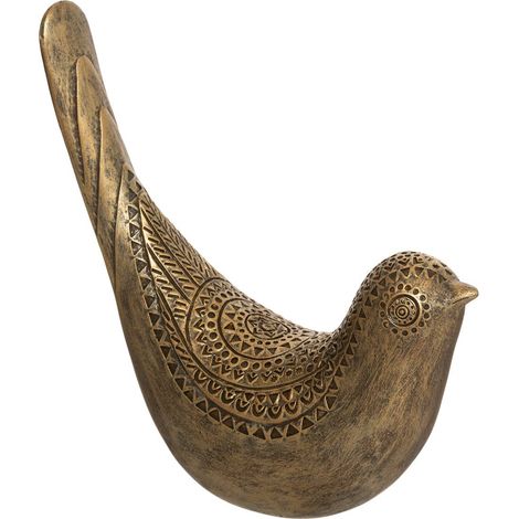 Statuette Vogel - Kunstharz - vergoldet - H17 cm