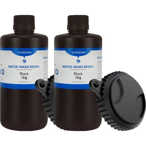 Resina per stampa 3D, lavabile con acqua, stampe di alta qualità, 2 kg, nera. (1/2)
