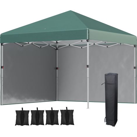 Faltpavillon, 2 Seitenwände, höhenverstellbar, mit Transporttasche, rostfreies Stahlgestell, 3 x 3 m, Grün