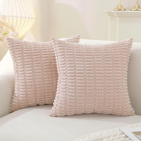 JSSEVN-Lot De 2 Housse Coussin en Velours 45x45, Décoratifs Housse De Coussin Douillet, Couleur Pure pour Housses De Coussins Salon Chambre (1/5)