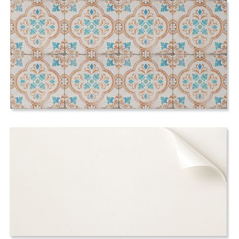Baldosas de vinilo con motivo decorativo para una f谩cil transformaci贸n de la pared. Motivo decorativo con flores. 10x40x20 cm.