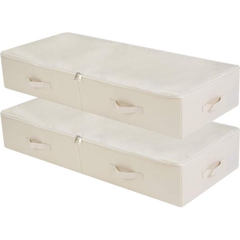 2er-Pack Unterbett-Aufbewahrungsbox 100cm, faltbar, waschbar, beige (1/5)