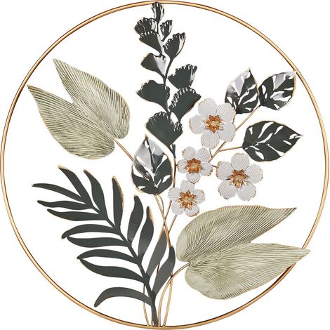 Decorazione murale moderna Arte murale in metallo realizzata a mano Pezzo d'accento verde e oro Dubnium (1/5)