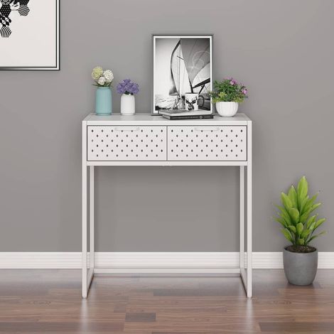vidaXL Table console Blanc 72x35x75 cm Acier (1/5)