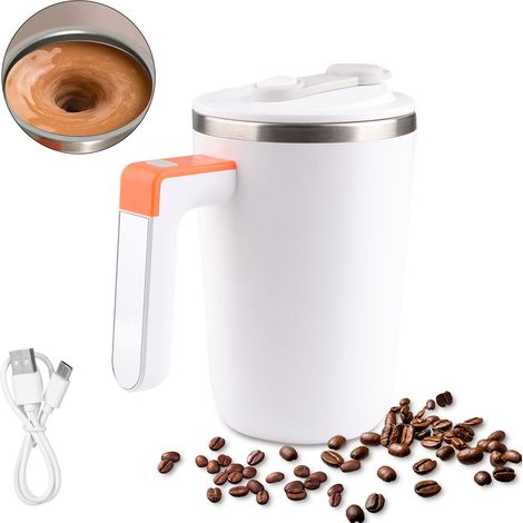 Vaso mezclador automático de 300 ml – recipiente interior de acero inoxidable 304 – puerto de carga USB tipo C con tapa para café, té y leche. (1/5)
