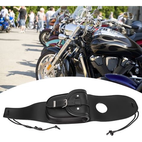 Sacoche de réservoir universelle en cuir PU noir pour moto, housse de protection avec pochette (1/5)