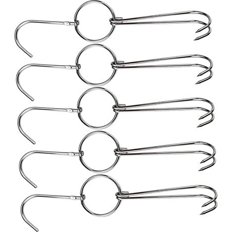 2 Crochets doubles, Acier inoxydable, Résistant chaleur, 9,06 pouces, Pour barbecue et fumoir (1/5)