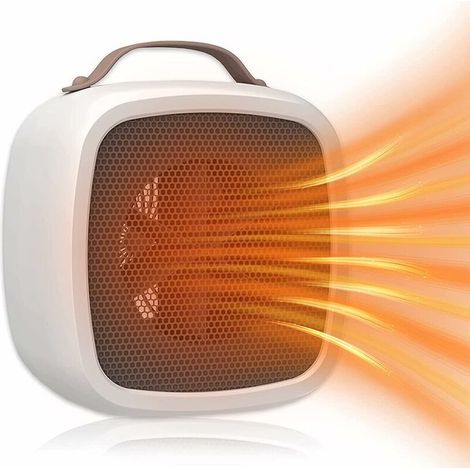 Portable Fan Heater, Winter Mini Ceramic Electric Fan Heater Suitable for Bedroom, Office, Living Room Low Consumption Quiet Fan Heater (White) (1/4)