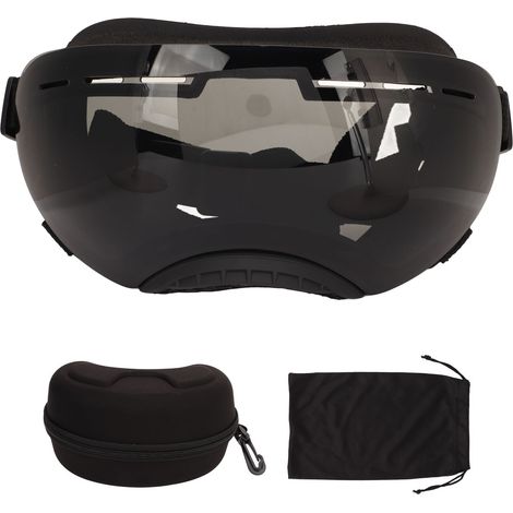 Lunettes chien solaires noir monture UV protection vent poussière sangle réglable boucle verres gris pour chien moyen grand (1/5)