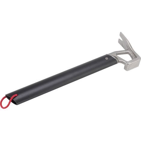 Marteau de camping en acier inoxydable avec tête en corne de bœuf et manche en aluminium, grande résistance, idéal pour planter les piquets de tente en extérieur (noir). (1/5)