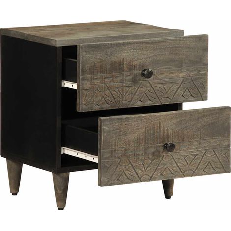 Table de chevet  Cabinet de chevet  Table de nuit gris clair 40x33x46 cm bois de manguier solide (1/5)