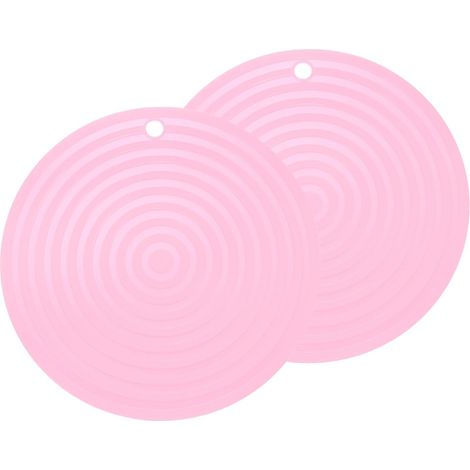 Lot de 2 sous-verres ronds en silicone (24 cm), résistants à la chaleur, antidérapants et hydrofuges, en rose, pour les grandes casseroles, les pots et la décoration de table