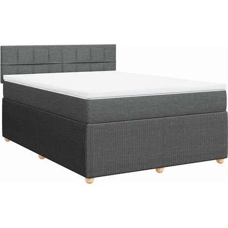 Maison Exclusive - Cama box spring con colchón tela gris oscuro 1 (1/5)